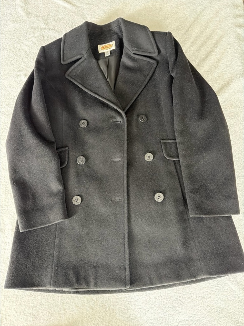 Talbots Black Double-Breasted Wool Peacoat